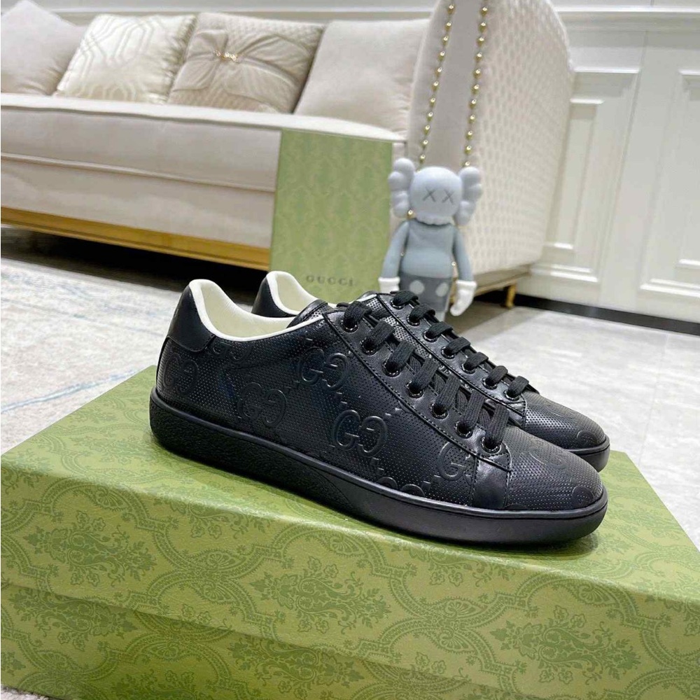 Gucci Black Embossed Sneakers